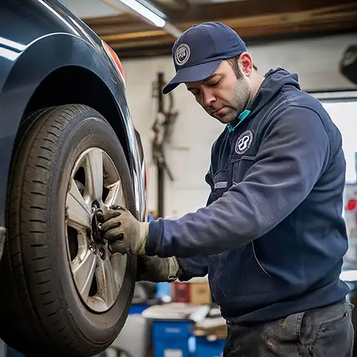 Mechanic changing tire
